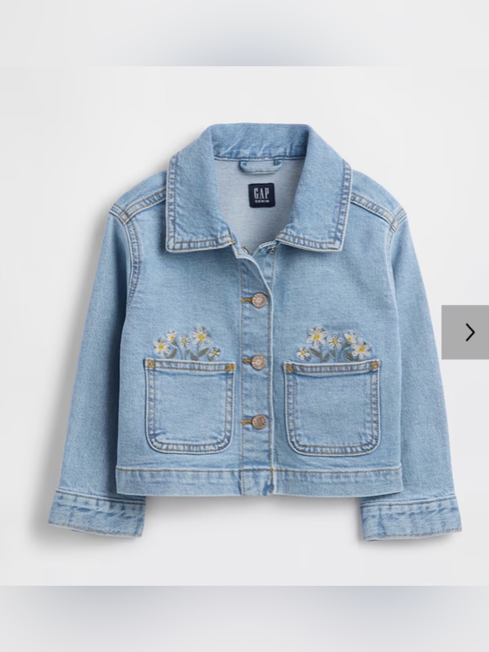 Gap Light Wash Denim Floral Embroidered Jacket 🌼 🆕